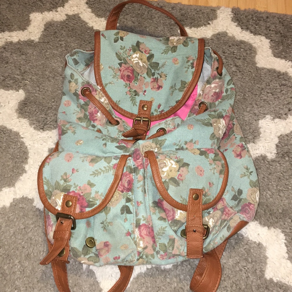 Teal floral backpack